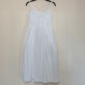 A New Day White Cotton Eyelet Midi Dress Sundress